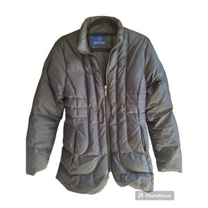 Moncler Womens Down Jacket Coat Black Full Zip Pockets Solid Long Sleeve…